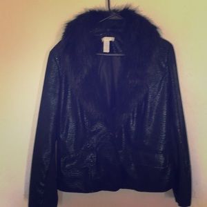 Chico’s fur trimmed jacket